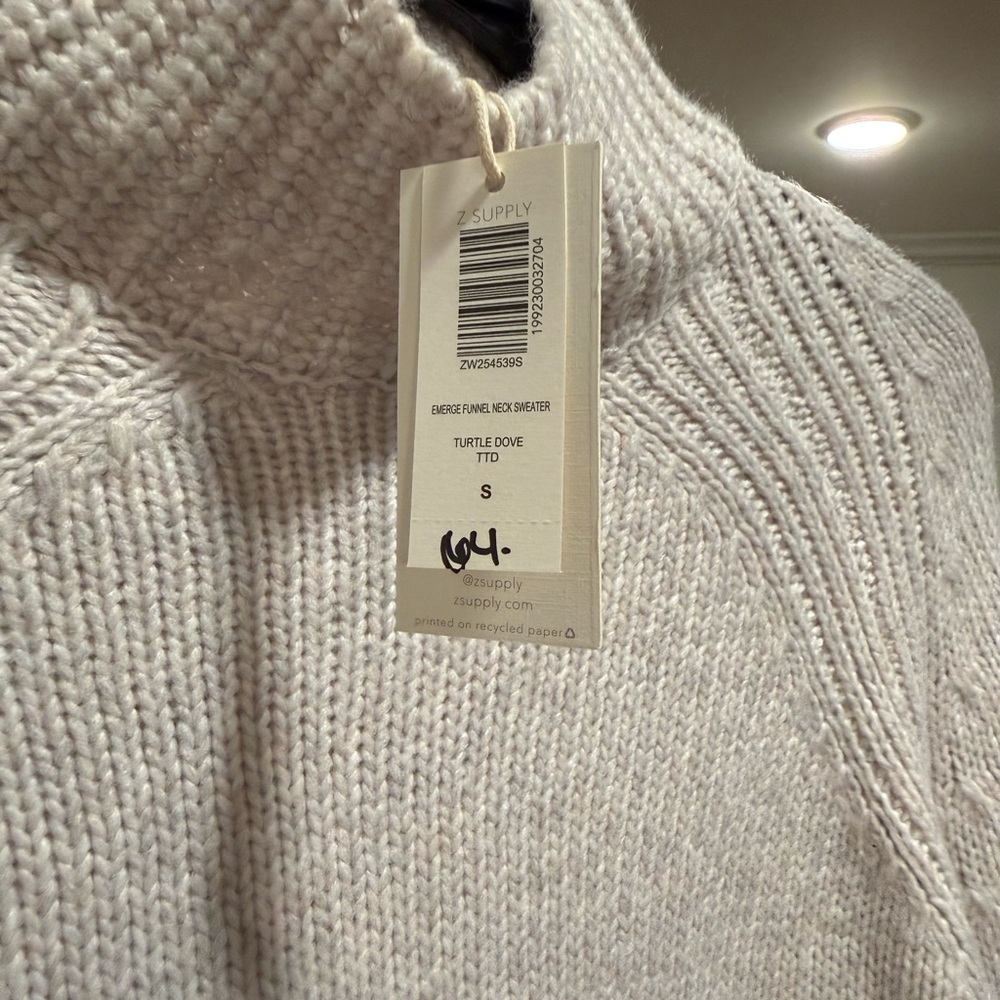 Z Supply Cream Ribbed Mock Neck Sweater - Picture 5 of 5